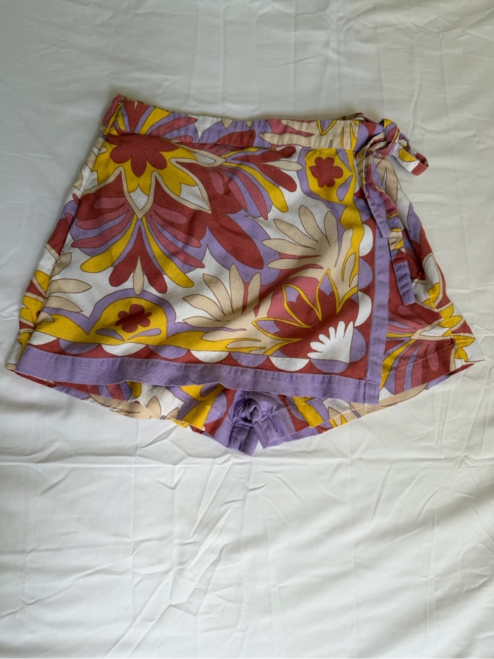 Roxy Floral Wrap Skort — Lavender, Yellow & Rust